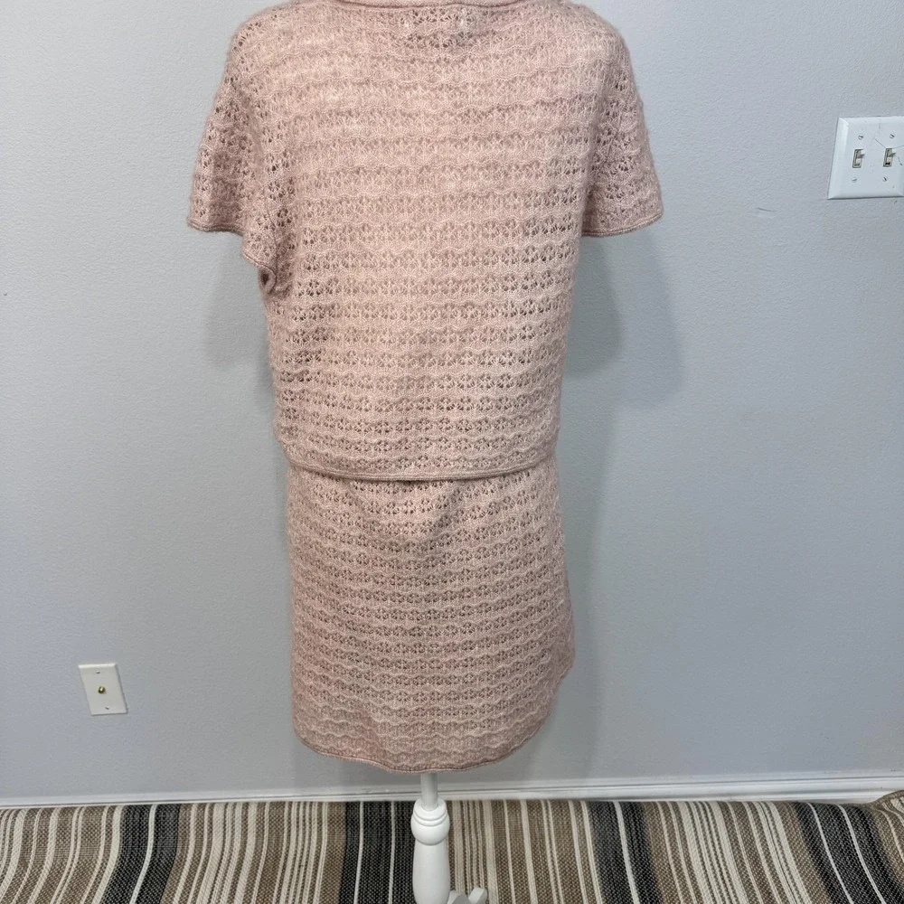 House Of Harlow 1960 2 Piece‎ Women's Sweater Skirt Large Pink Textured Knit